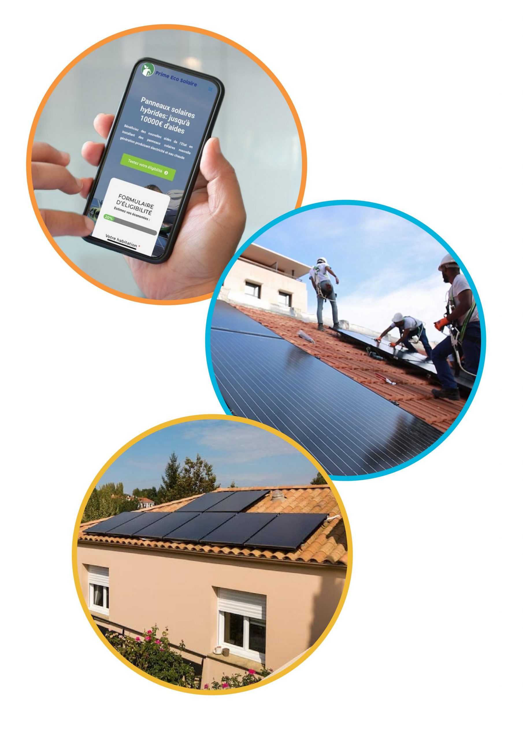 trois images panneaux photovoltaïques